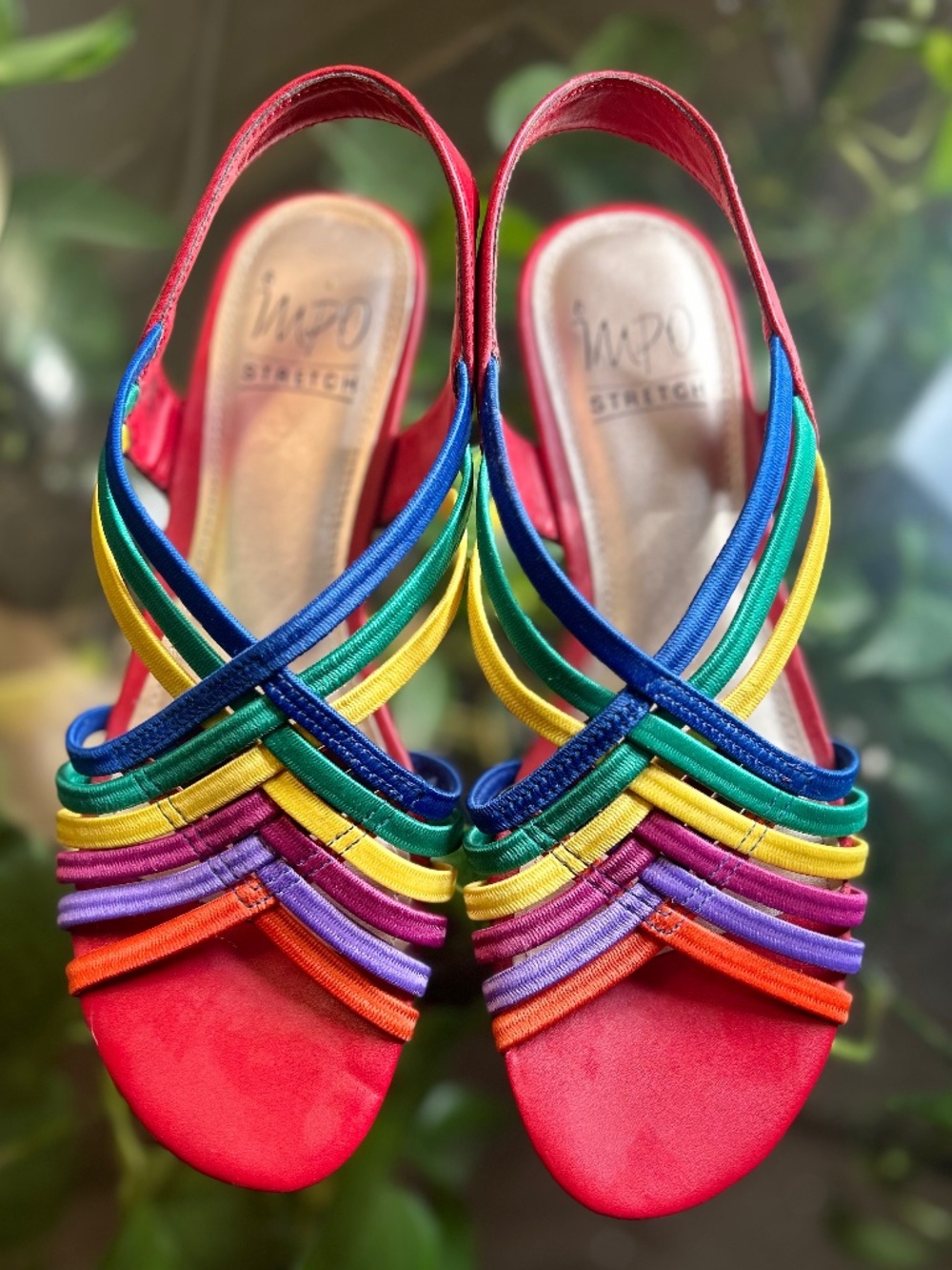 Impo Women’s 7.5 Multicolor Strappy Wedge Slip-On Sandals Comfort Synthetic